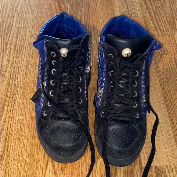 CHANEL leather CC double zip high tops fits 6.5/7 - Picture 1 of 7